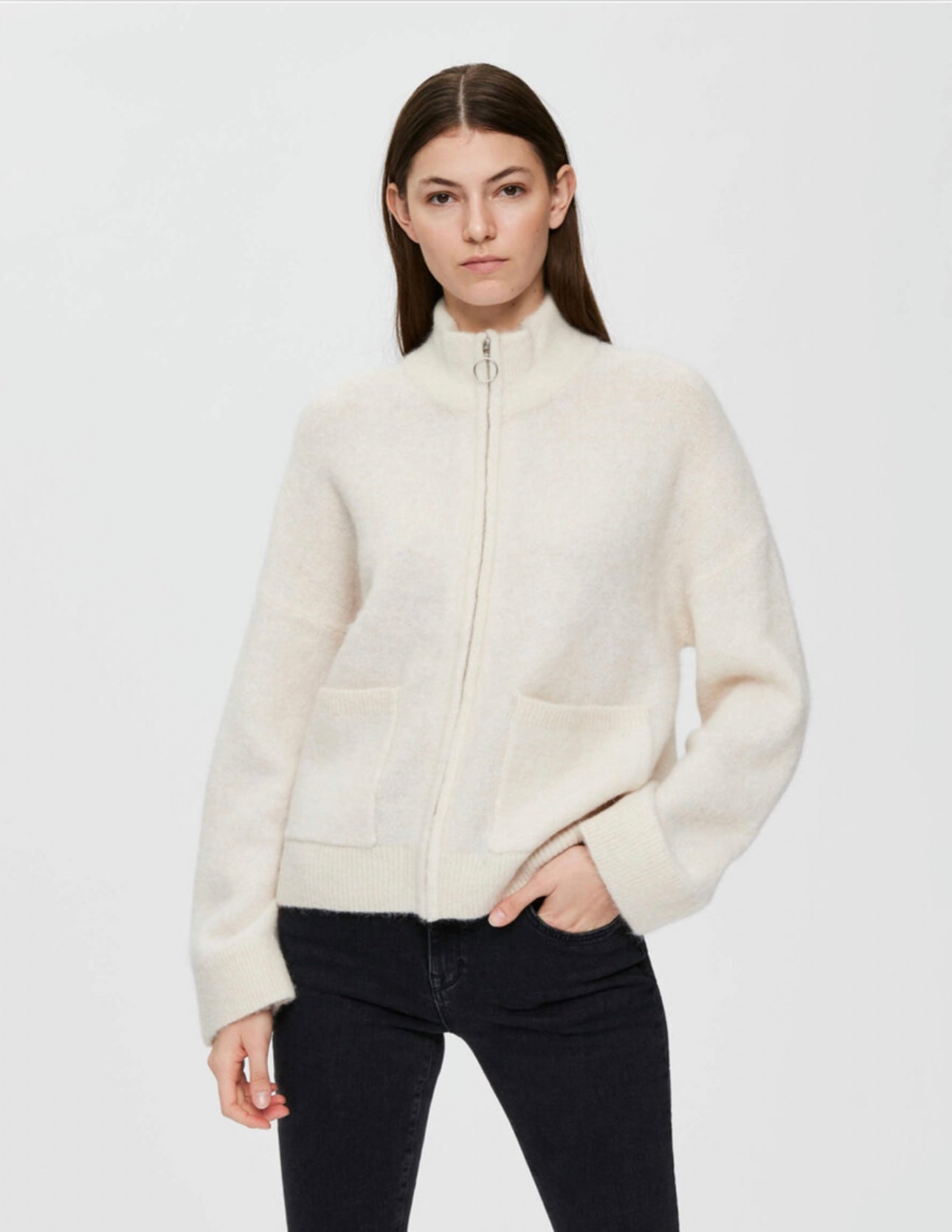 Sia Ras LS Knit Cardigan, Birch