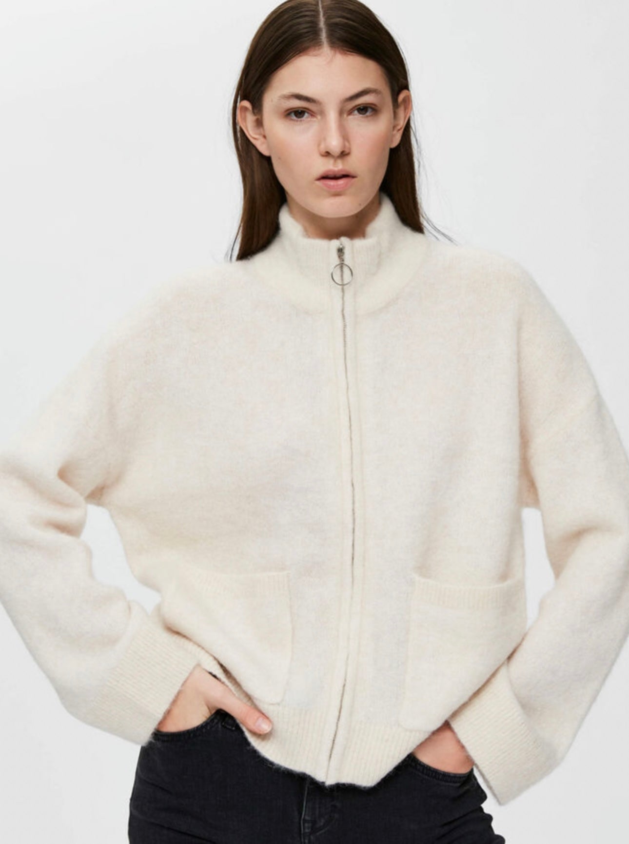 Sia Ras LS Knit Cardigan, Birch