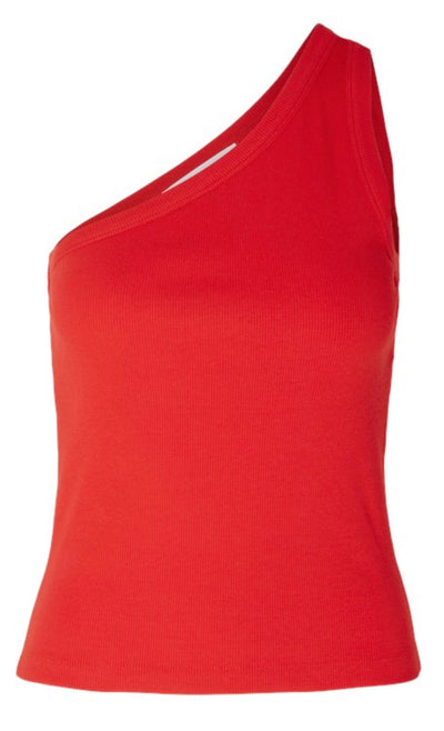 Anna One Shoulder Top, Flame Scarlet