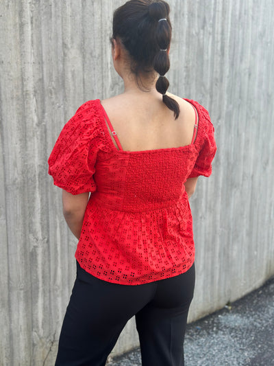 Anelli 3/4 on off shoulder Top, Flame Scarlet