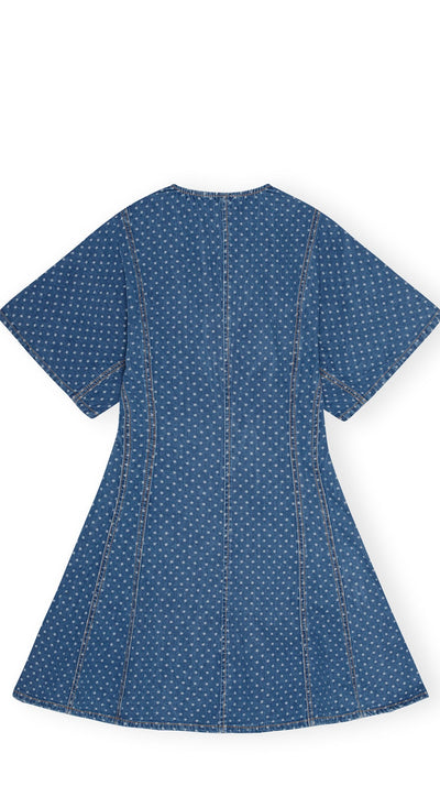 Light Jacquard Denim Mini Dress, Mid Blue Stone