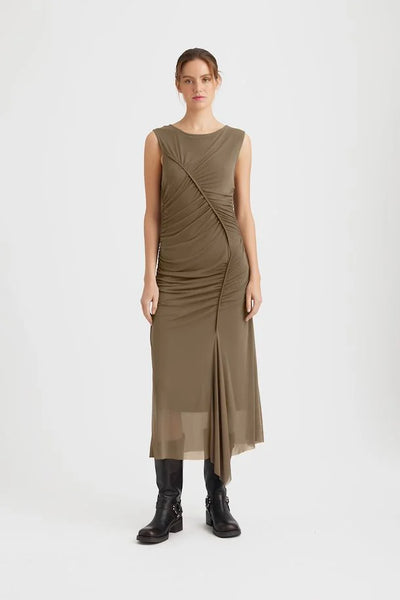 Messi Long Dress, Stone Gray