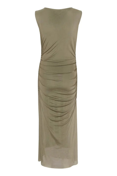 Messi Long Dress, Stone Gray