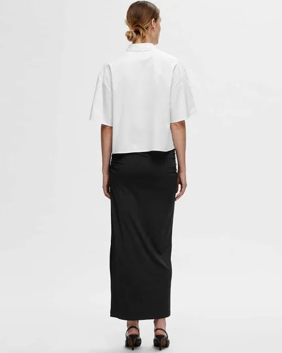 Agnese 2/4 Cropped Pearl Shirt, Bright White