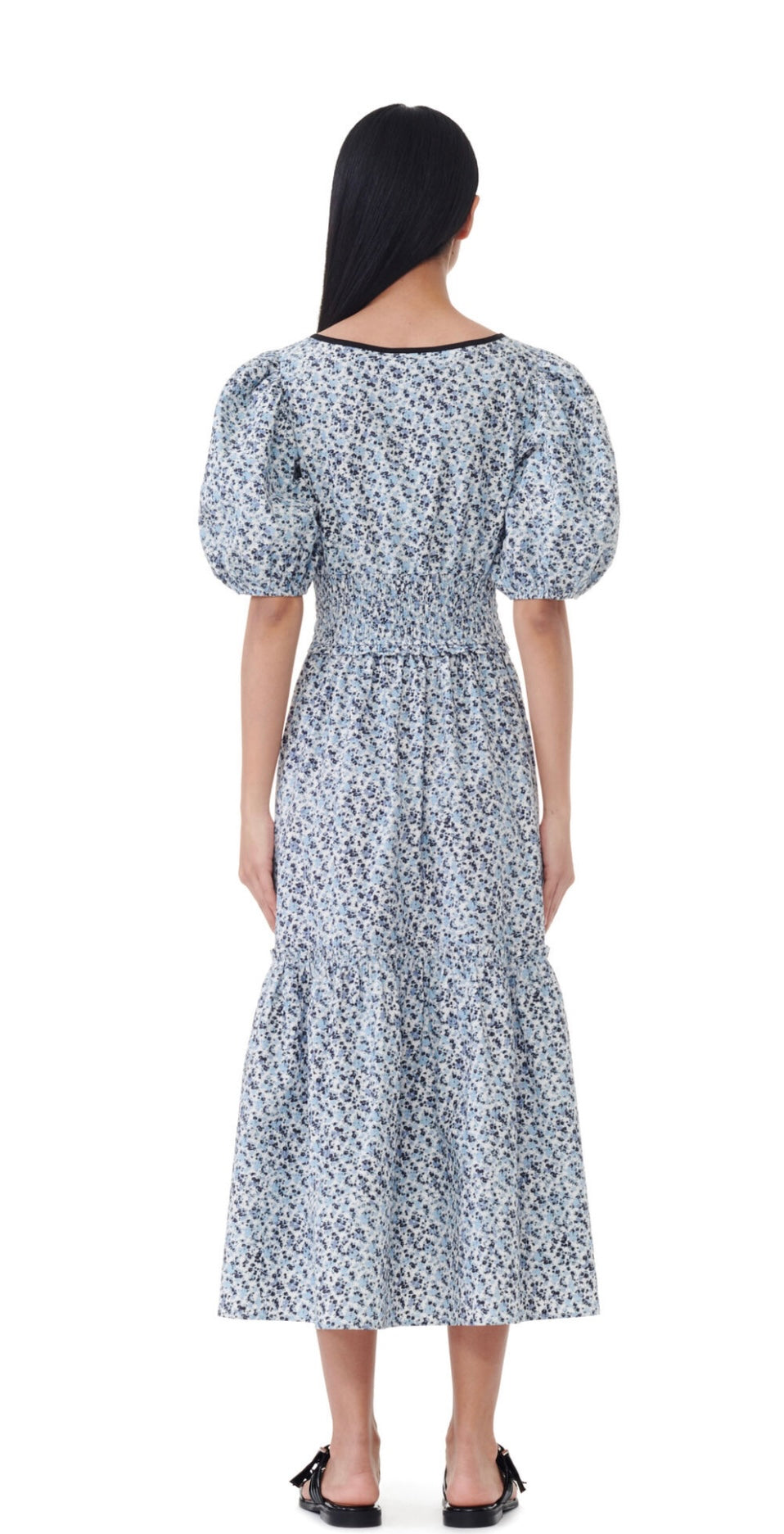 Printed Cotton Long Smock Dress