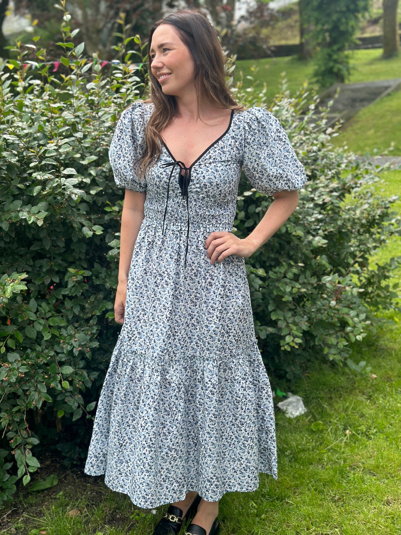 Printed Cotton Long Smock Dress