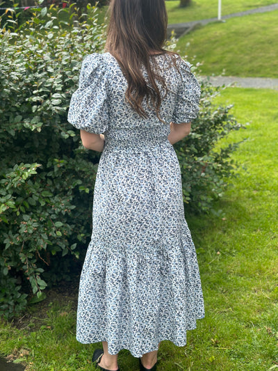 Printed Cotton Long Smock Dress