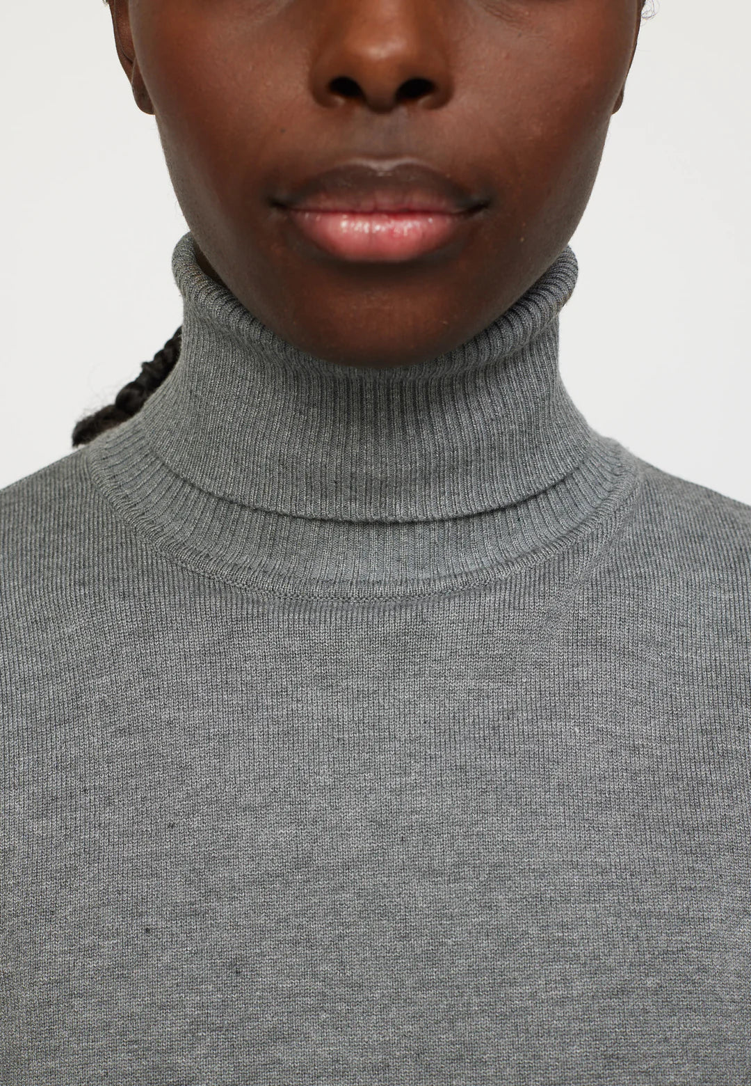 Marla Rollneck Knit, Medium Grey Melange