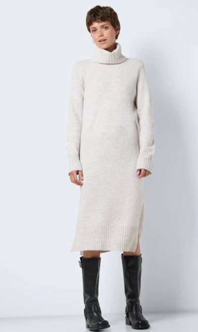 Viola LS Rollneck Knit dress, Eggnog