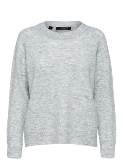 Lulu LS Knit o-neck, Light Grey Melange