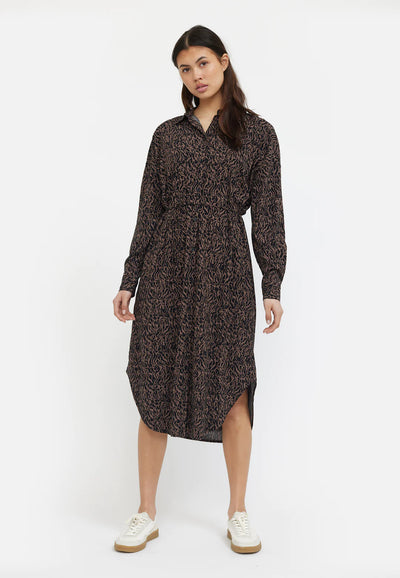 Freedom Midi Shirt Dress, Graphic Animal Print Coffee