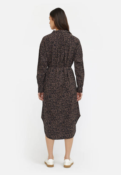 Freedom Midi Shirt Dress, Graphic Animal Print Coffee