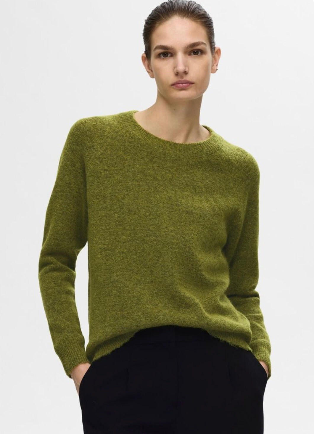 Lulu LS Knit O-Neck , Cardamom Seed /Melange