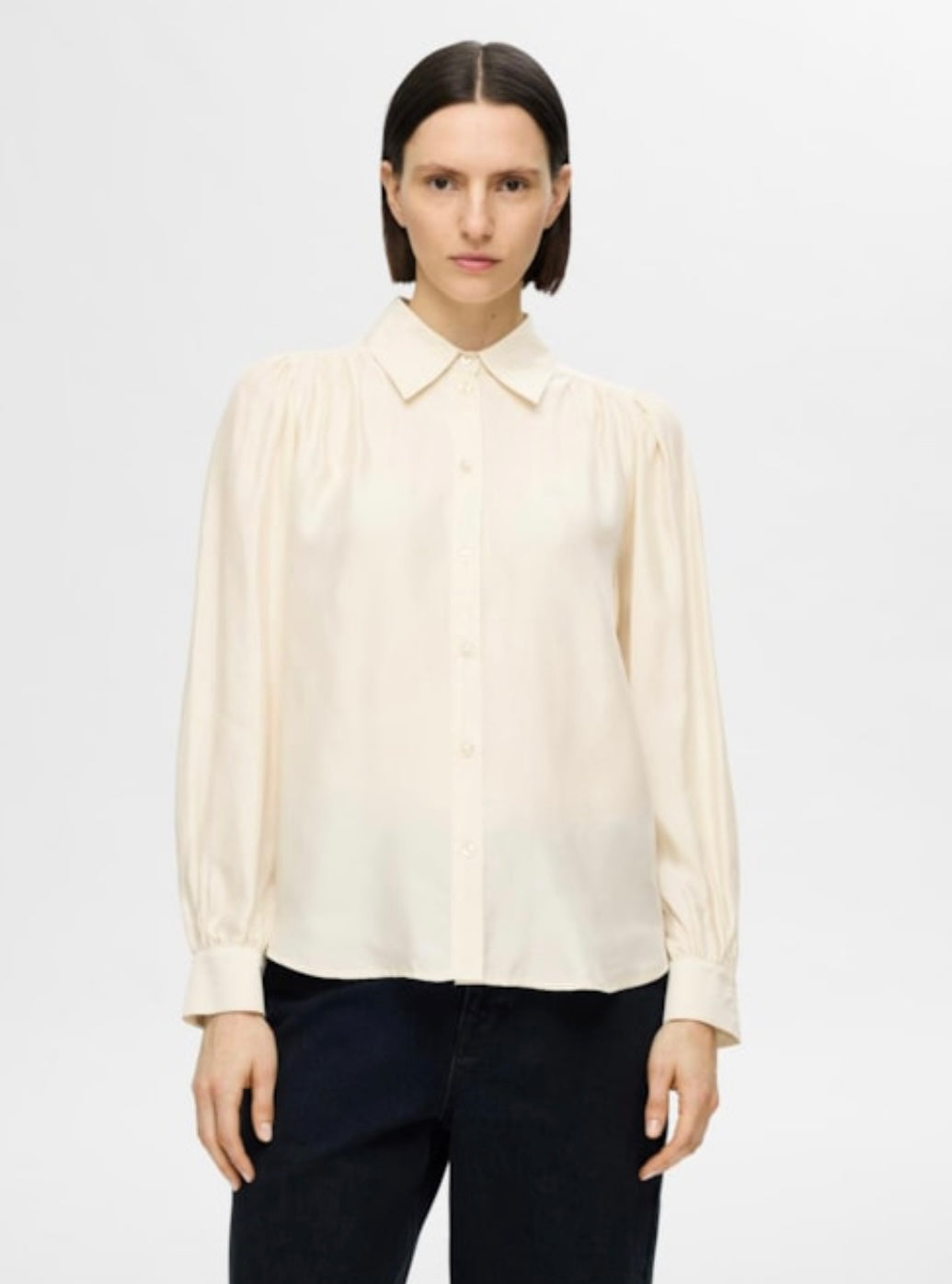 Alicia LS Cupro Shirt, Birch