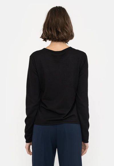 Marla O-neck Roll Edge Knit, Black