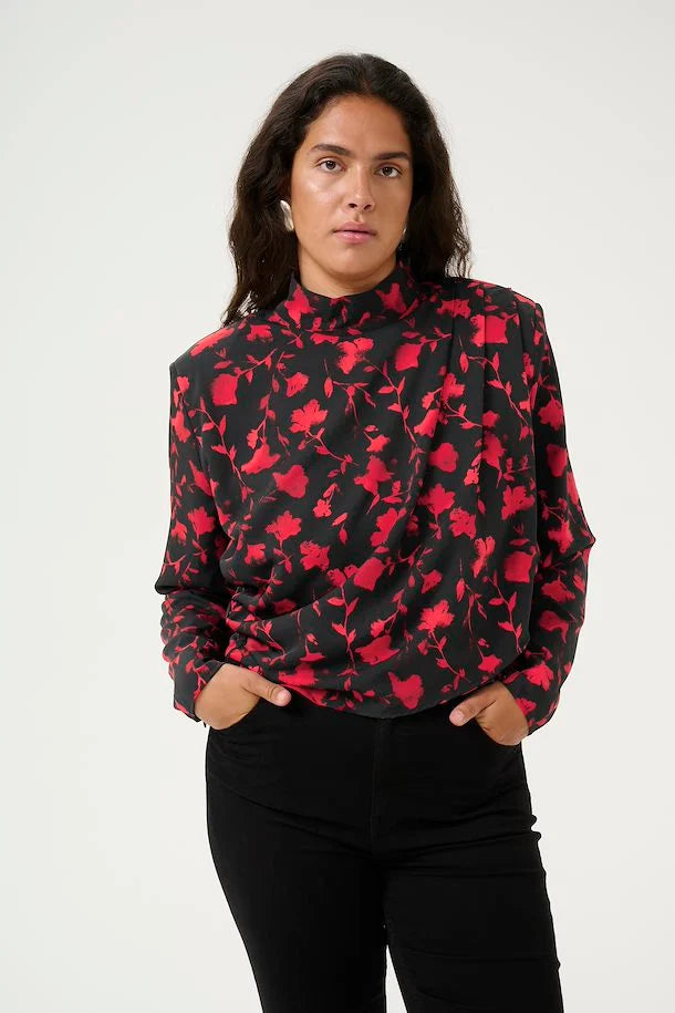 Dilara P Blouse, Red Shadow Flow