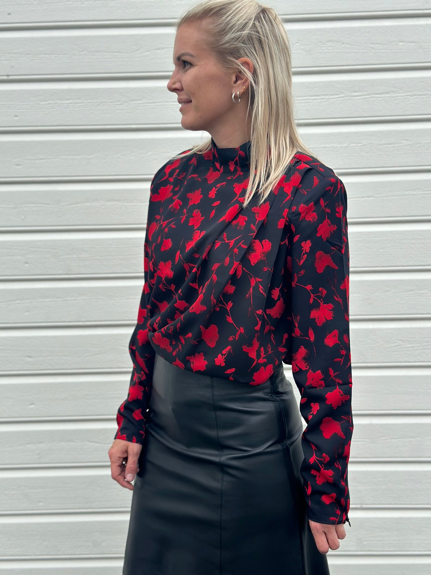 Dilara P Blouse, Red Shadow Flow