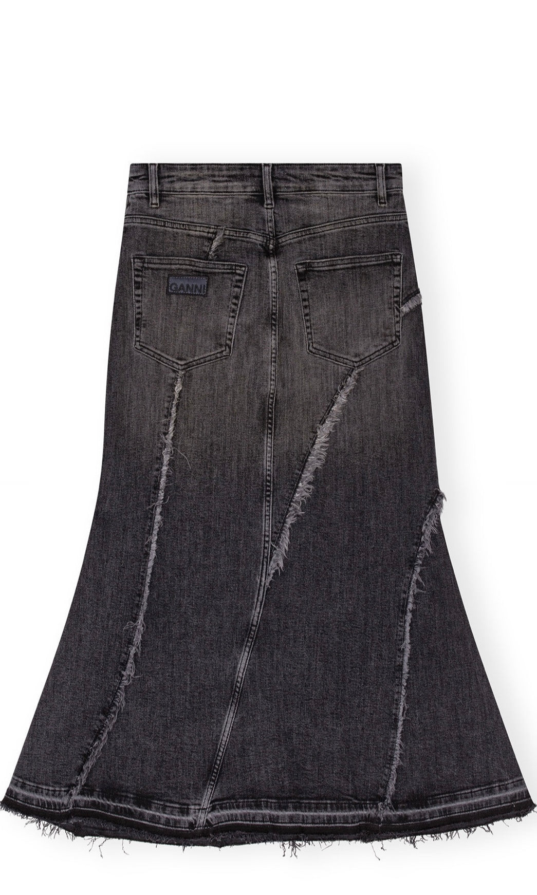 Tint Edge Denim Long Skirt, Washed Black