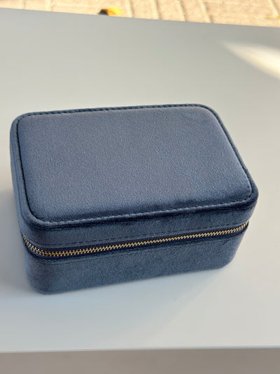 Velvet Jewellery Box, Sparkled Steel Blue