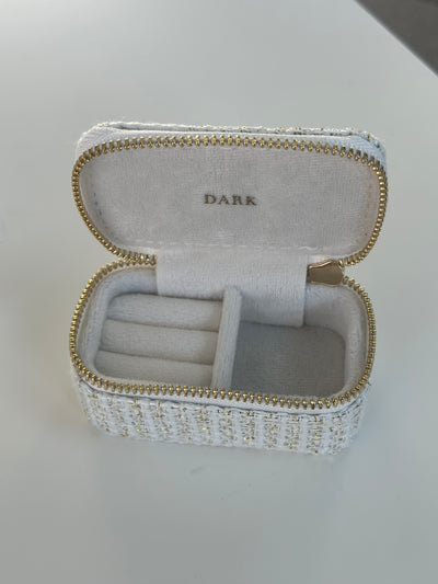 Tweed Jewellery Box Micro, Off White w/Gold