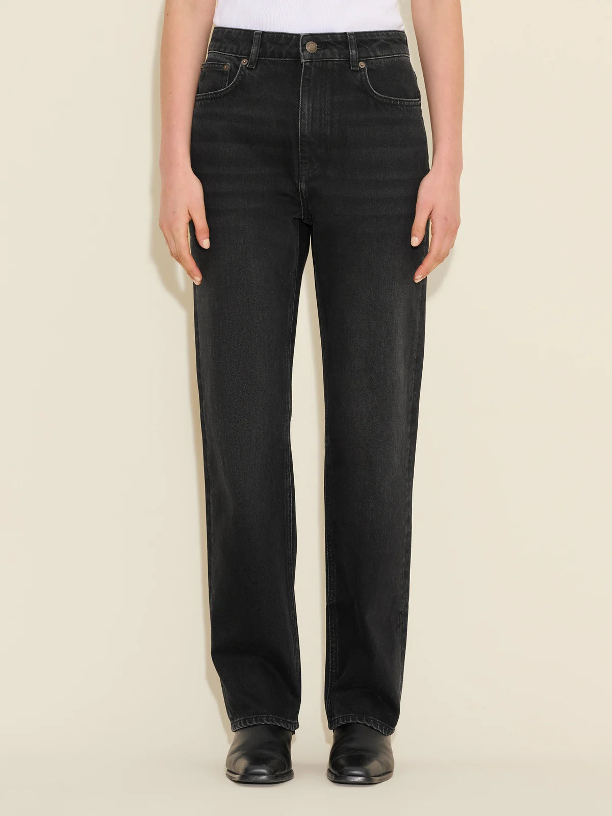 W Regular Jeans, Black Washed