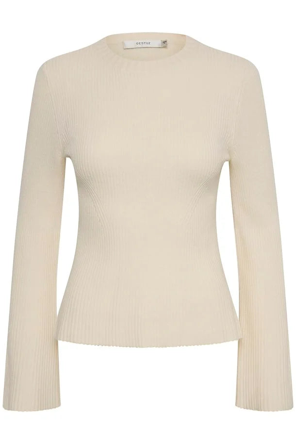 Antali Peplum Wool Pullover, Arctic Wolf