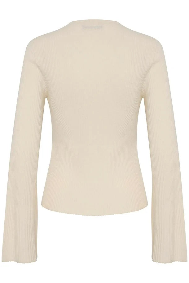 Antali Peplum Wool Pullover, Arctic Wolf