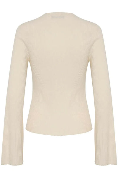 Antali Peplum Wool Pullover, Arctic Wolf