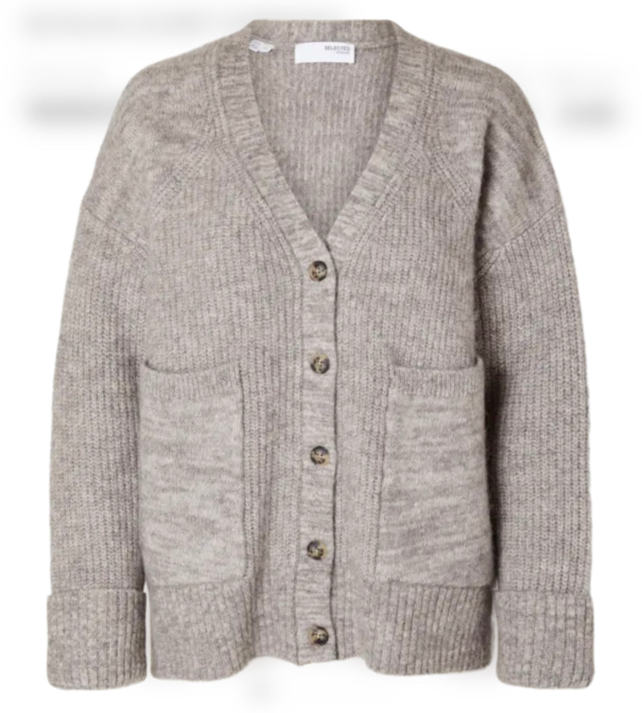 Alva LS Knit Cardigan, Steel Gray/Birch