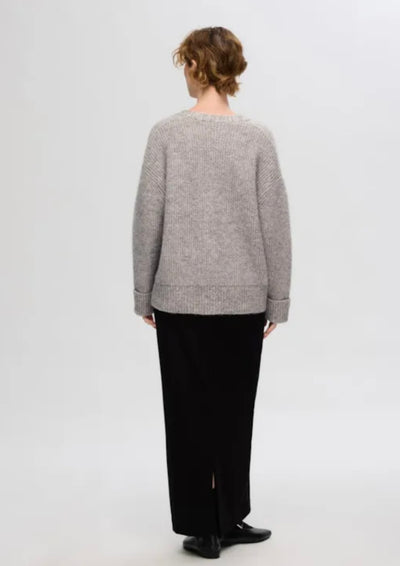 Alva LS Knit Cardigan, Steel Gray/Birch