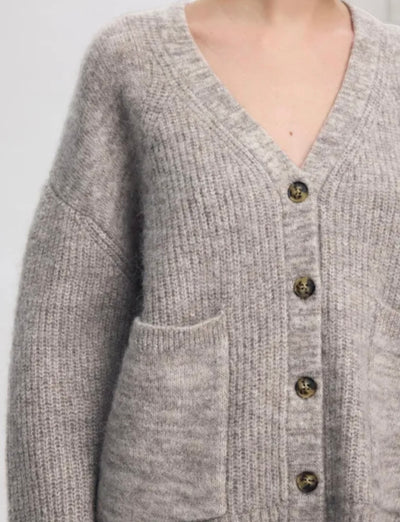 Alva LS Knit Cardigan, Steel Gray/Birch