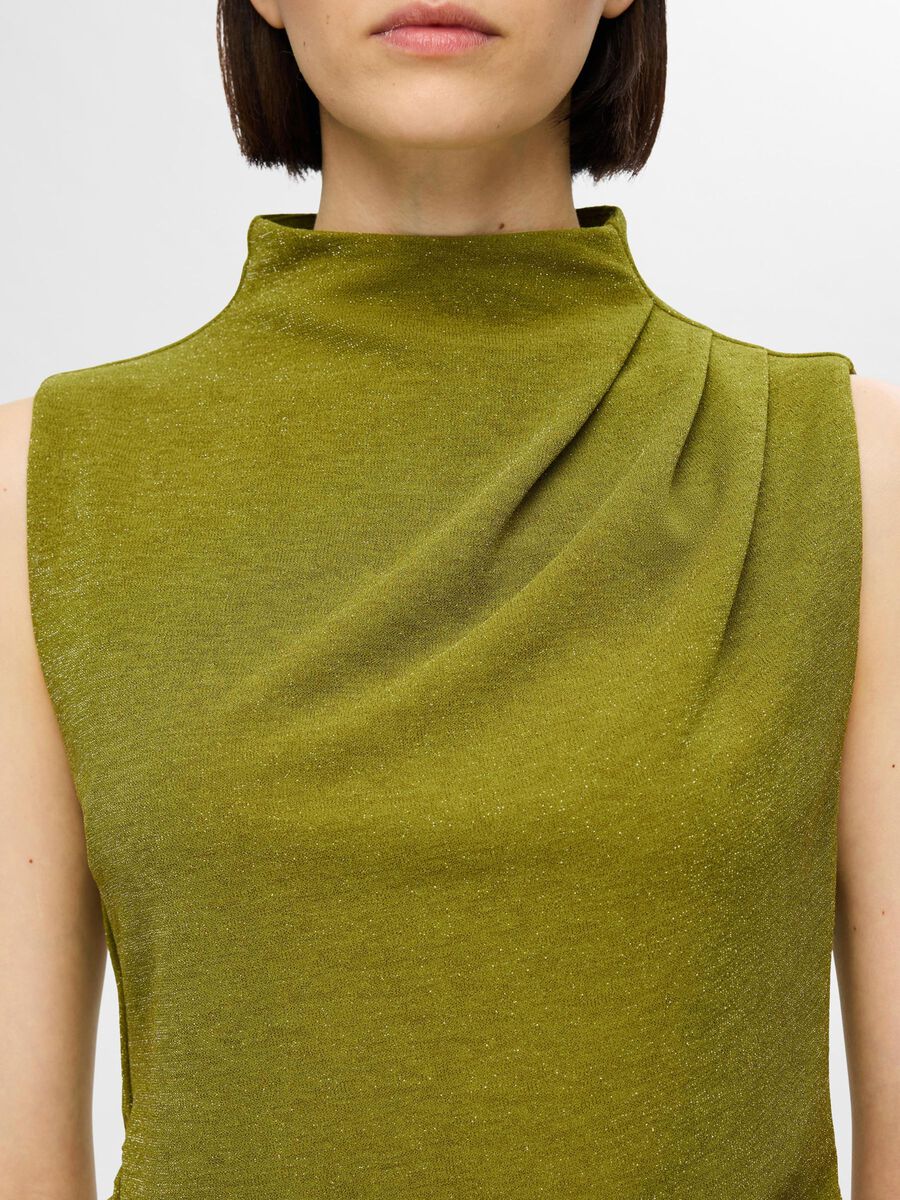 Marwa SL High Neck Top, Cardamom Seed