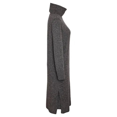 Viola L/S Rollneck Knit Dress, Dark Grey Melange