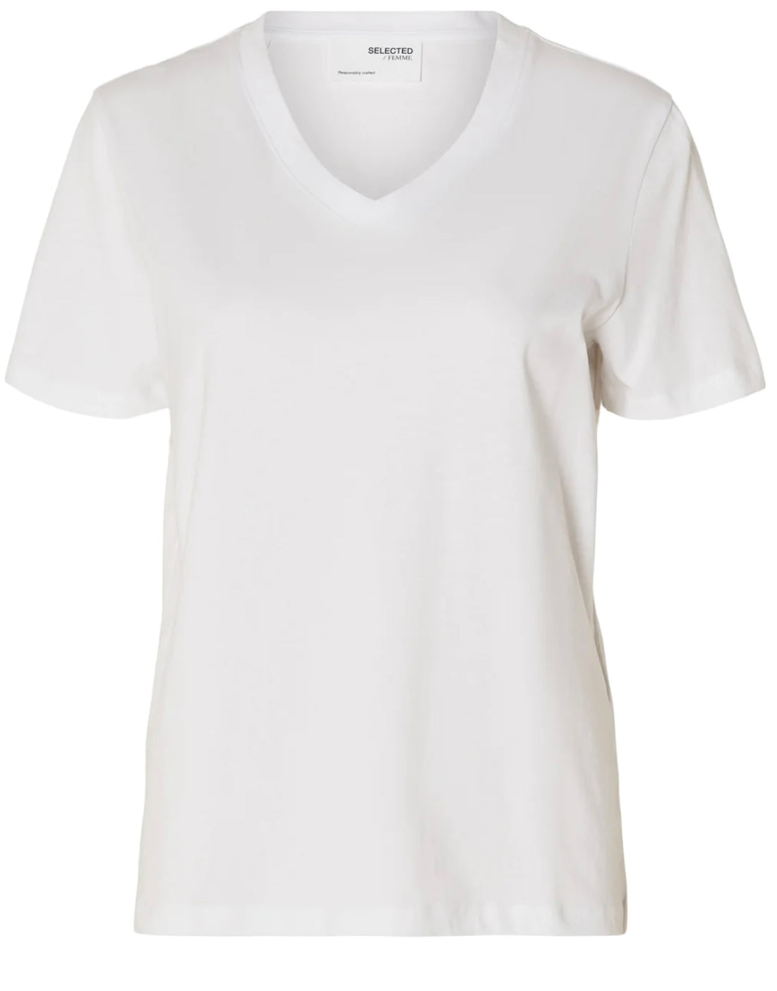 Essential SS v-neck Tee, White