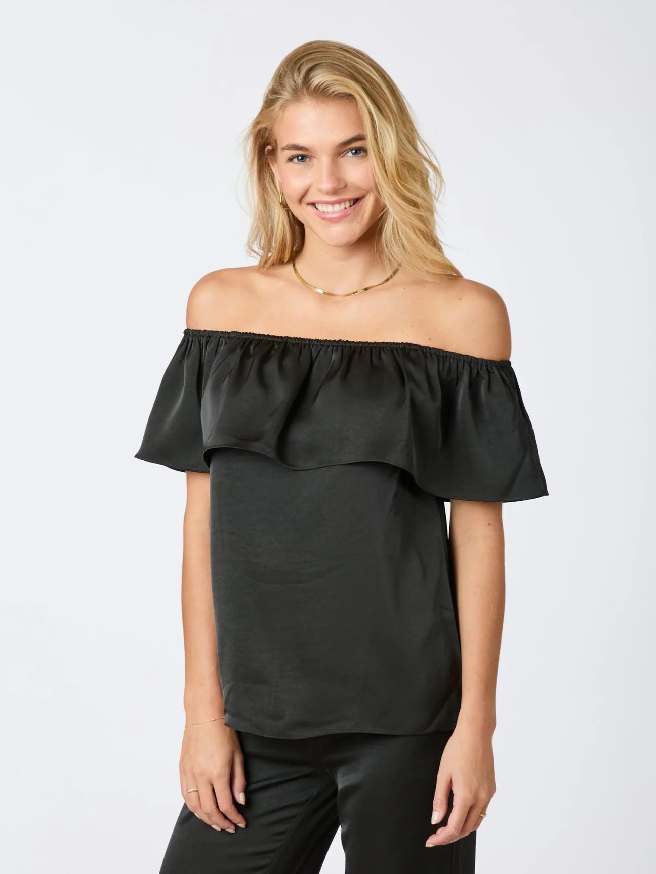 Kris Heavy Sateen Top, Black