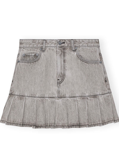 Future Denim Pleated mini Skirt, Gray Quill