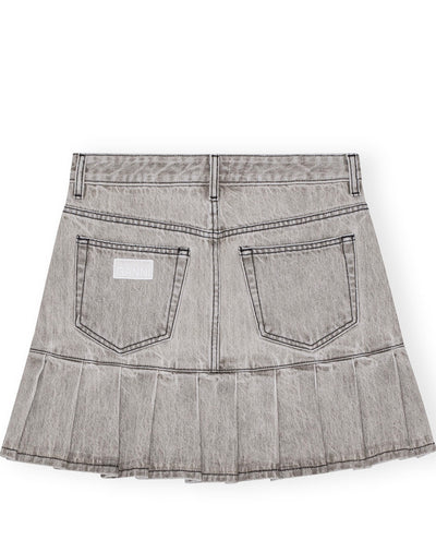 Future Denim Pleated mini Skirt, Gray Quill