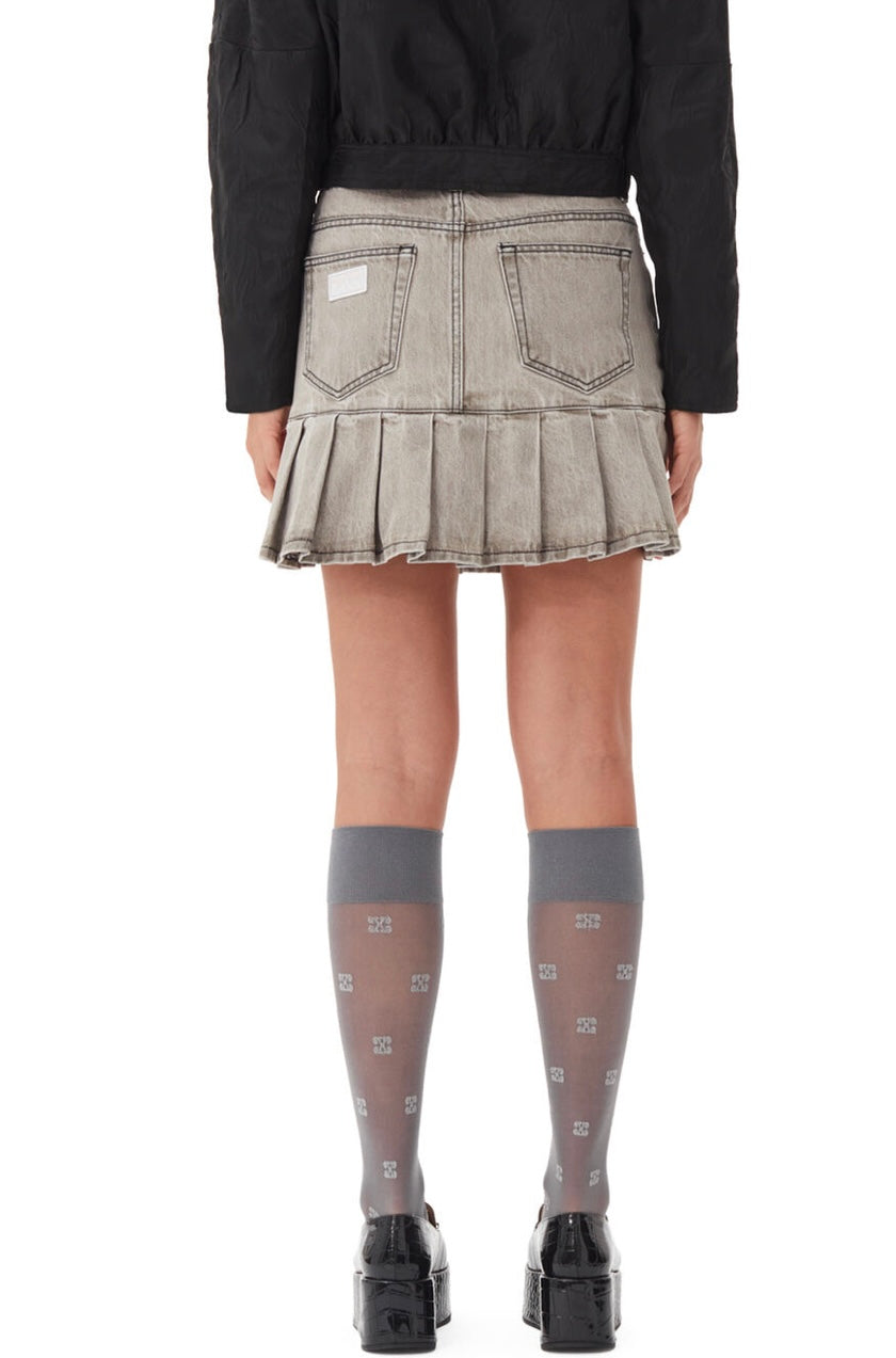 Future Denim Pleated mini Skirt, Gray Quill