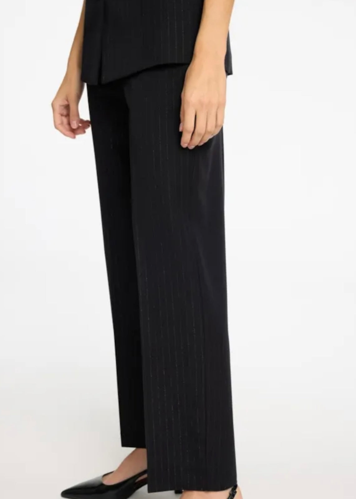 Eli-Rita MW Wide Pant, Black/Silver Stripe