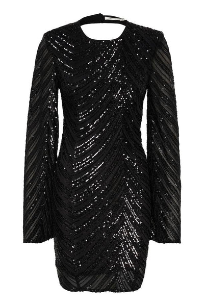 Glira Short Dress, Black Sequins