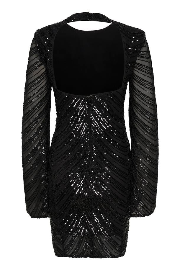 Glira Short Dress, Black Sequins