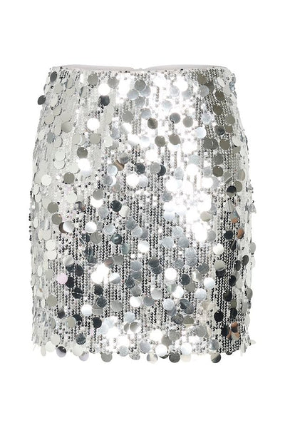 Glitta Mini Skirt , Silver Sequins