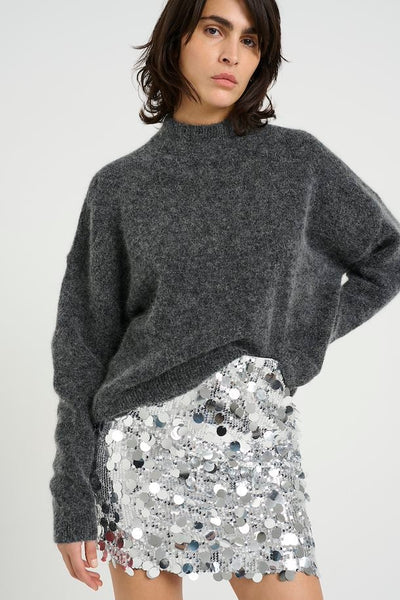 Glitta Mini Skirt , Silver Sequins