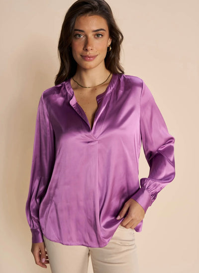 Enfa Satin Blouse, Iris Orchid