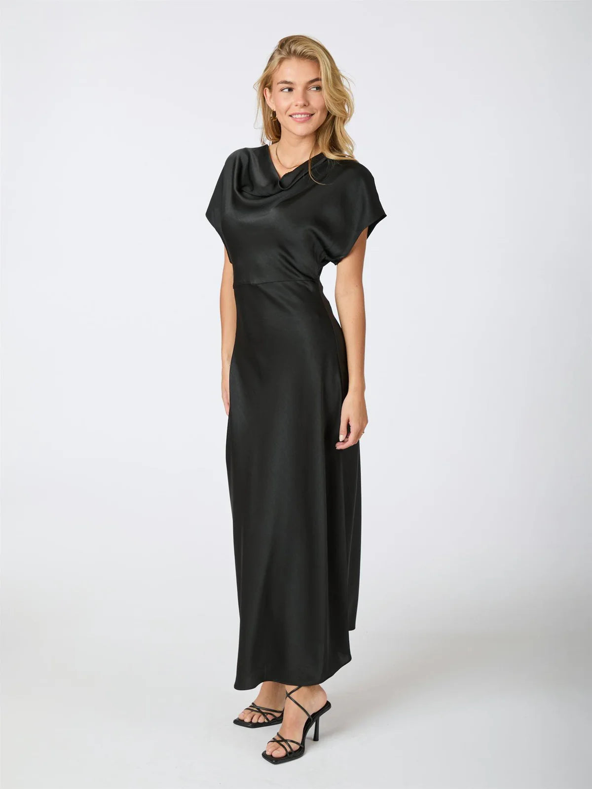 Andrea Heavy Sateen Dress , Black