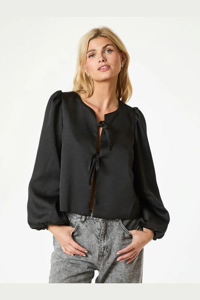 Daliska Dull Satin Blouse, Black