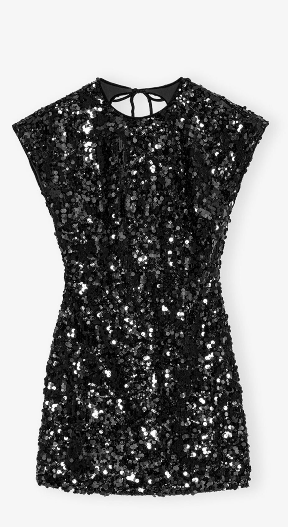 Velvet Sequins Mini Dress, Black