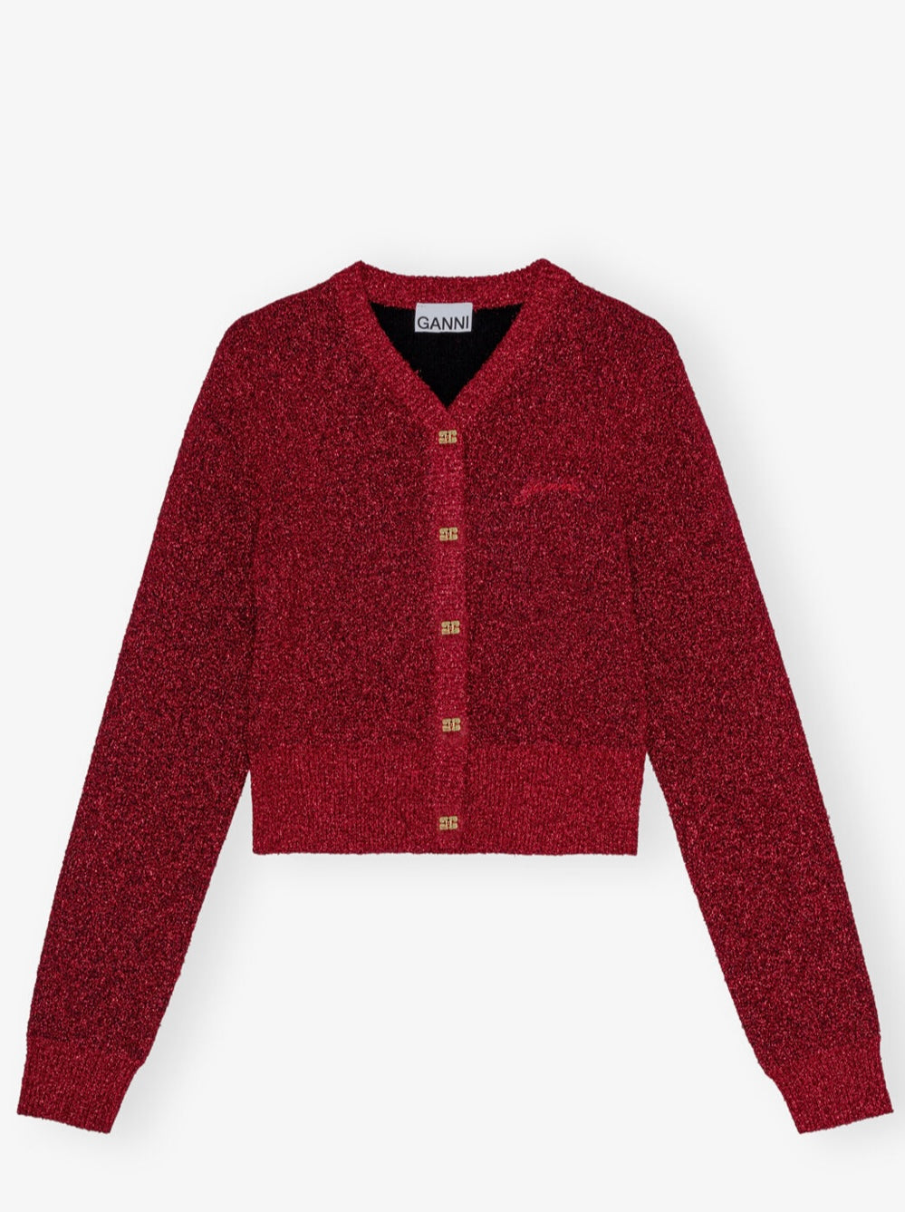 Sparkle Doubleface Short Cardigan, Racing Red