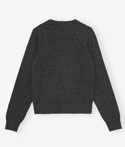 Graphic Wool Mix Bear Crewneck, Gray Quill