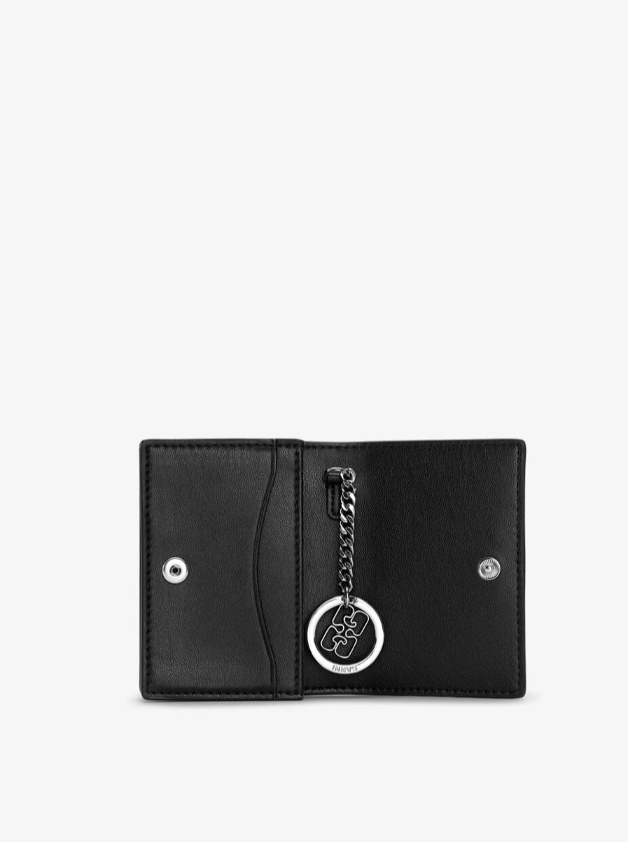 Ganni Bou Flap Card Holder Strass, Black